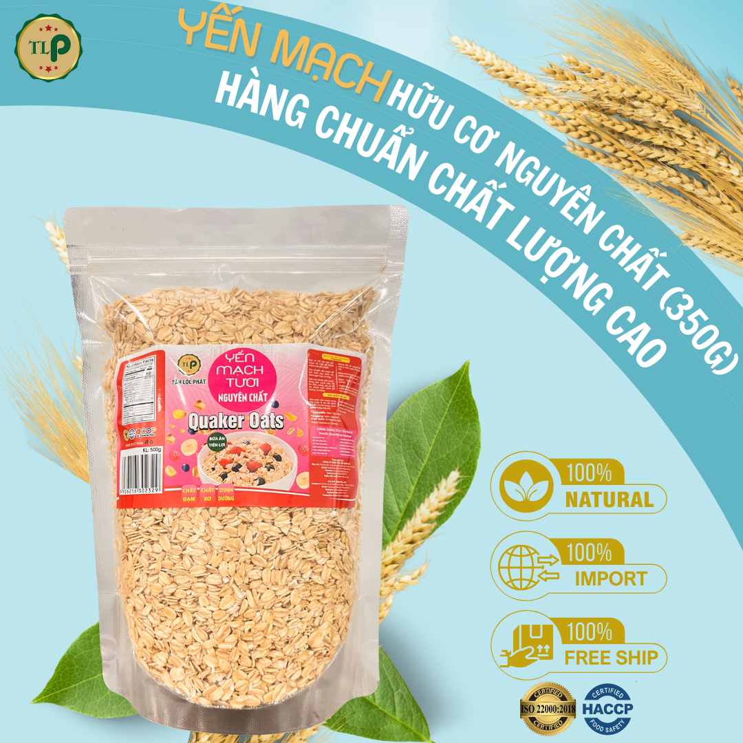Yến Mạch TLP.100% Organic Hữu Cơ Cán Vỡ / Dẹp Giảm Cân Ăn Kiêng (Gói 350g)