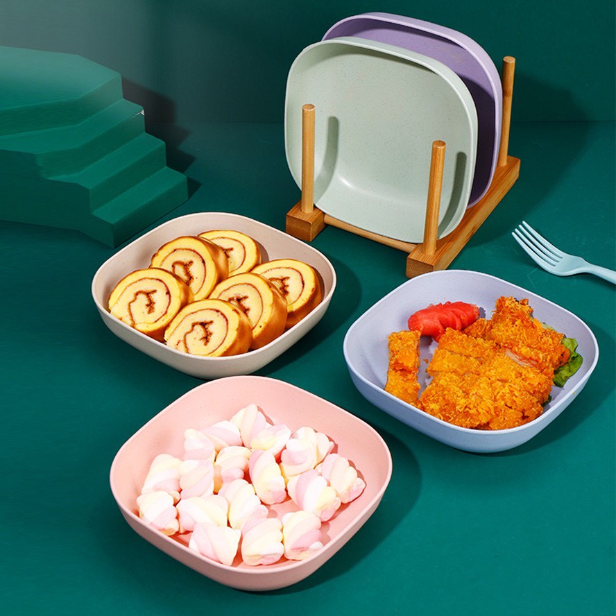 Bộ 8 đĩa lúa mạch màu pastel hình vuông