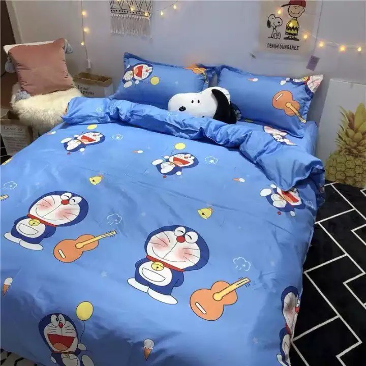 Cotton Poly Bộ Chăn Ga Gối Doraemon Đánh Đàn Bộ Chăn Ga Gối Cao Cấp Nhập Khẩu 5 Món, 4 Món Bộ Sản Phẩm Chăn Ga Gối Nệm Nhiều Kích Thước Dùng 4 Mùa Gồm 1 Ga, 1 Vỏ Chăn, 02 Vỏ Gối (Có Lựa Chọn Mua Thêm Vỏ Gối Ôm)