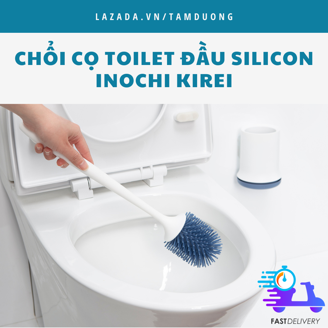 Chổi cọ toilet đầu silicon Inochi (có hộp đựng gắn tường)