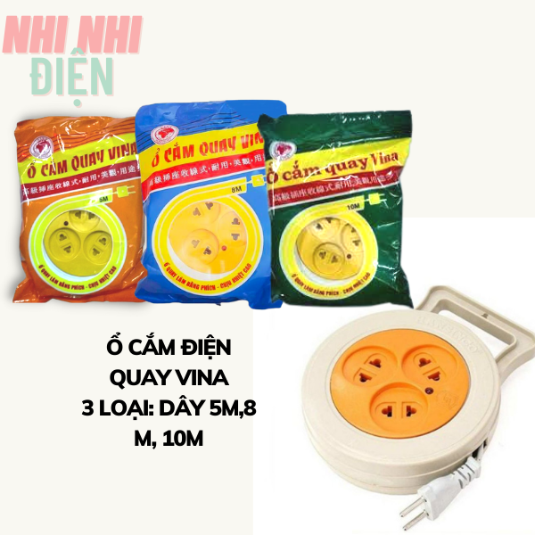 Ổ cắm điện quay Vina Dây 5m-8m-10m an toàn chống quá tải- dây đồng