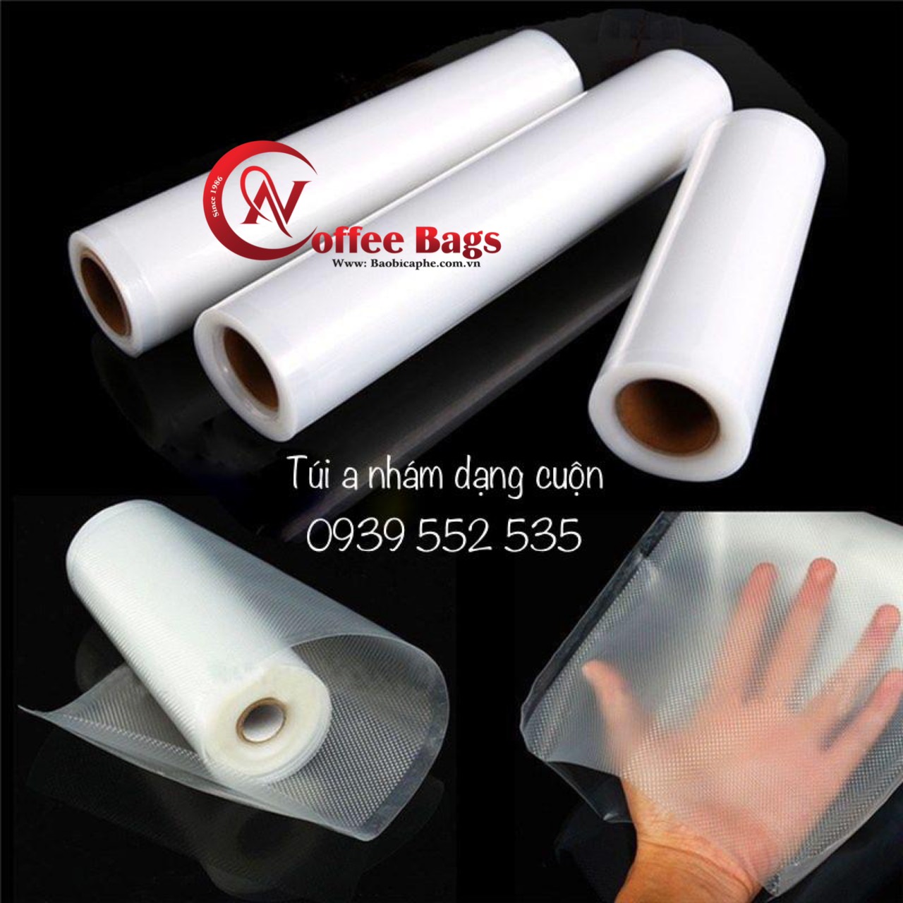Túi hút chân không thực phẩm một mặt nhám dạng cuộn, 1 cuộn dài 500cm