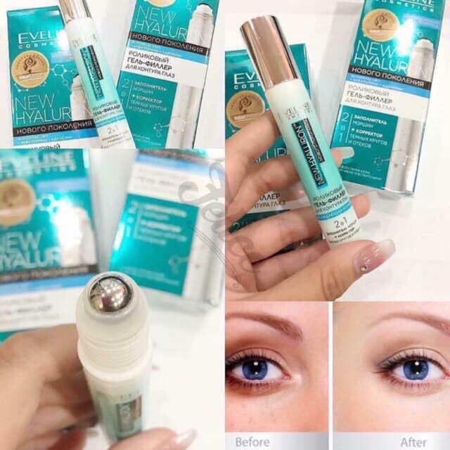 Bút lăn thâm quầng mắt Eveline Cosmetic New Hyaluron🇷🇺🇷🇺Bút lăn giảm quầng thâm ở mắt của Nga🍓Luxury Store🍓