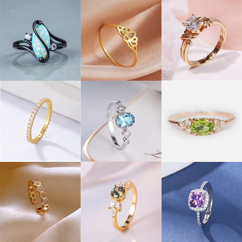 A variety of fashion rings, exquisite gifts with different shapes