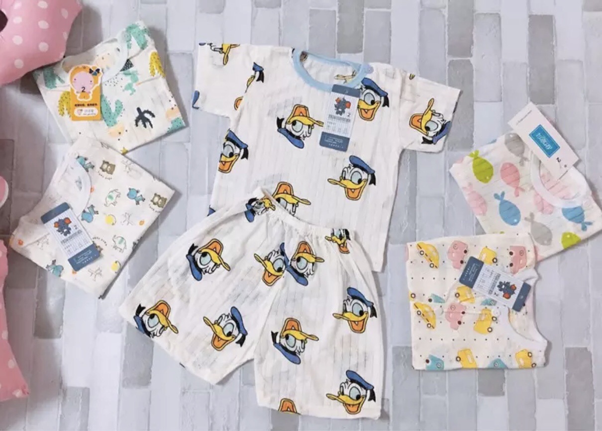 COMBO 5 bộ coton giấy cộc tay cho bé