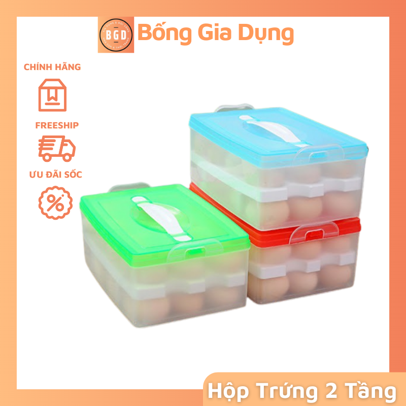 Hộp Đựng Trứng 2 Tầng Nhựa 24 Ô Hộp Để Trứng Trong Tủ Lạnh