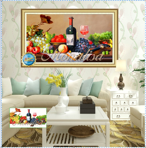 Tranh đính đá trái cây kt 82x50 cm / 120x80 cm chưa đính