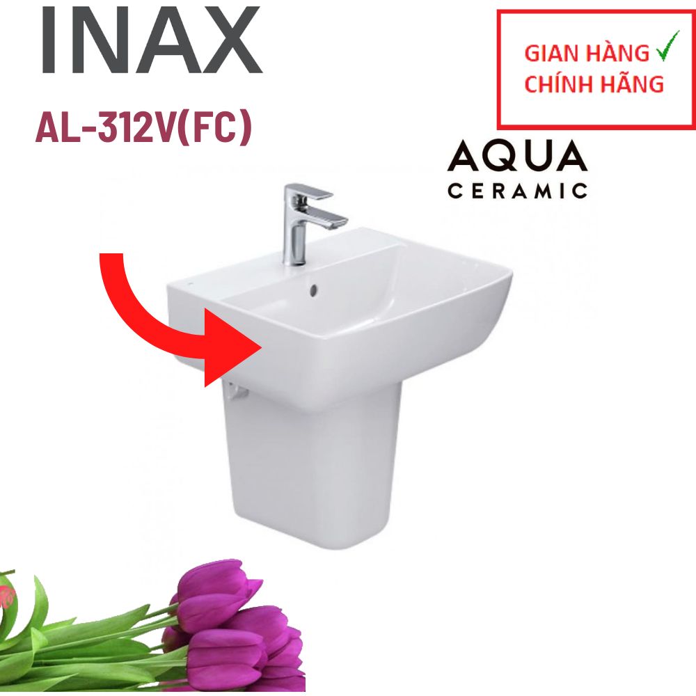 Freeship Chậu rửa mặt treo tường 1 lỗ Inax AL