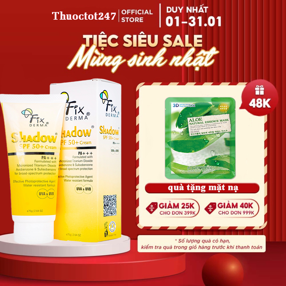 Kem chống nắng fixderma spf50+ - kem chống nắng shadow cho da mặt và toàn thân
