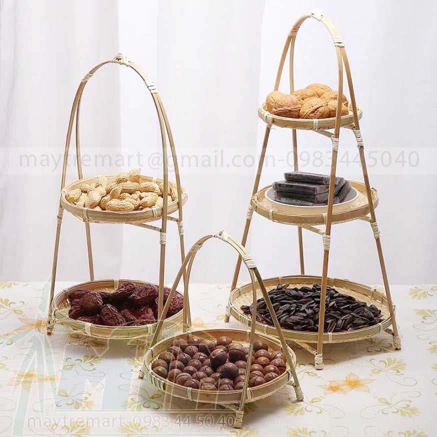 Mẹt tre  tầng vintage trang trí đồ ăn/ Trang trí trong gia đình, nhà hàng, homestay/ Sản phẩm tự nhiên an toàn và thân thiện