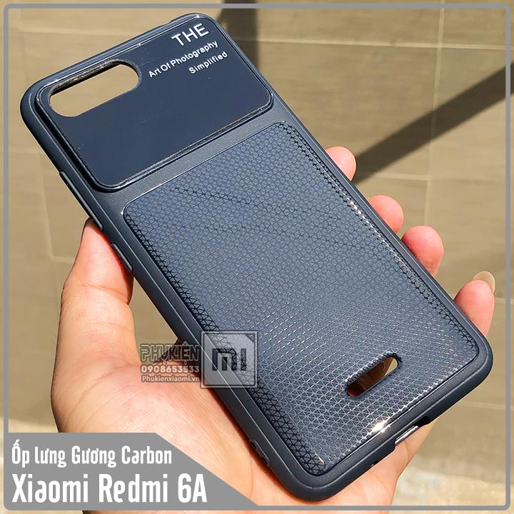 Ốp lưng cho Xiaomi Redmi 6A gương Carbon viền nhựa dẻo