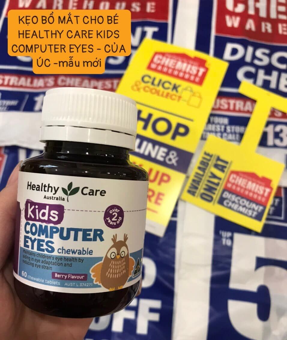 Healthy Care Kids Computer eyes 60 viên - Kẹo nhai bổ mắt cho bé dùng nhiều máy tính