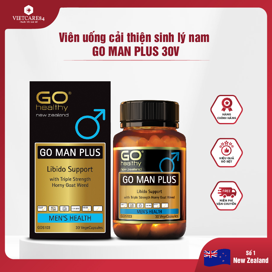 Viên uống cải thiện sinh lý nam nhập khẩu chính hãng New Zealand GO MAN PLUS (30V) | Giúp tăng cường
