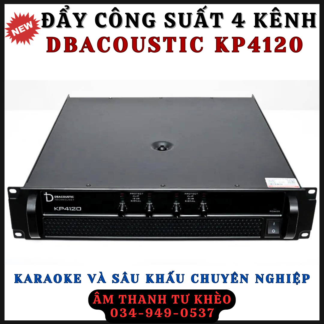 Đẩy Công Suất 4 Kênh DBACOUSTIC KP4120 Chính Hãng - 1200w/kênh/8Ohm