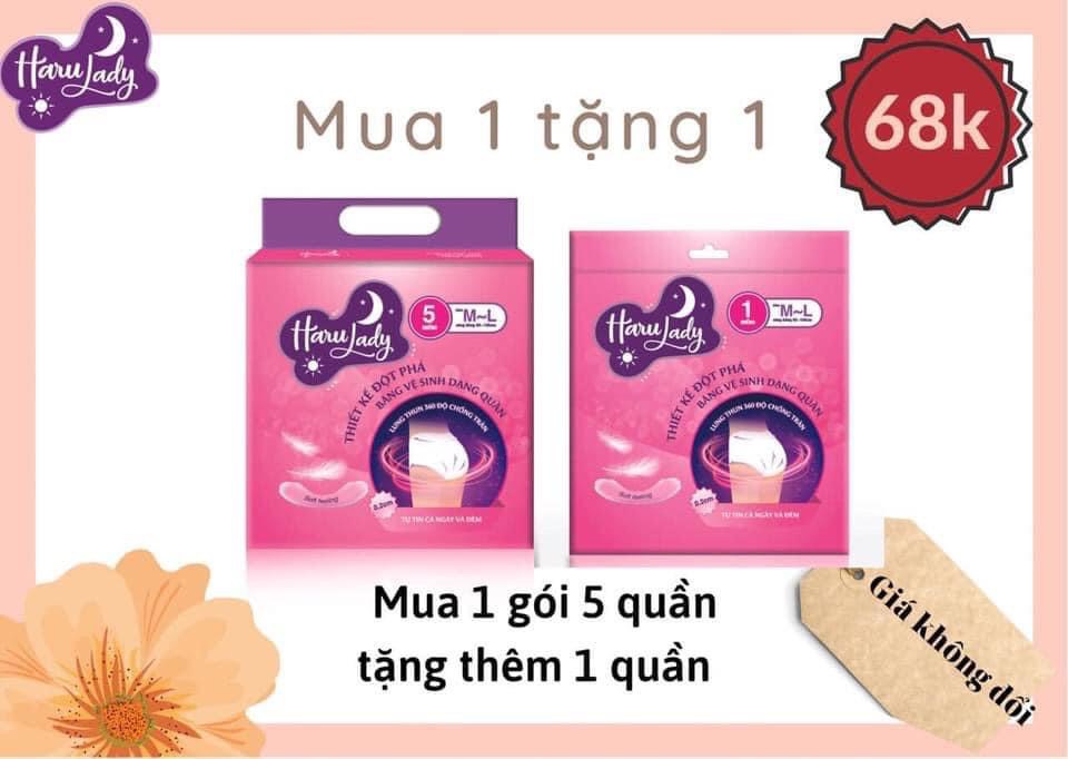 Mua 1 tặng 1] Băng vệ sinh dạng quần HARULADY size M-L , L-XL mềm mại , thấm hút , thoải mái và tiện lợi