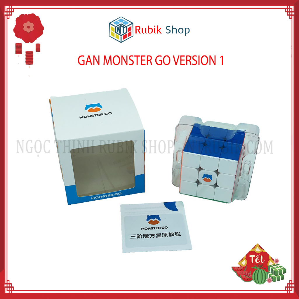 [Siêu hót Gan Monster Go] Rubik 3x3x3 GAN monster go Stickerless V2 phiên bản standard/ bản Magnetic (Hãng mod nam châm) 2021