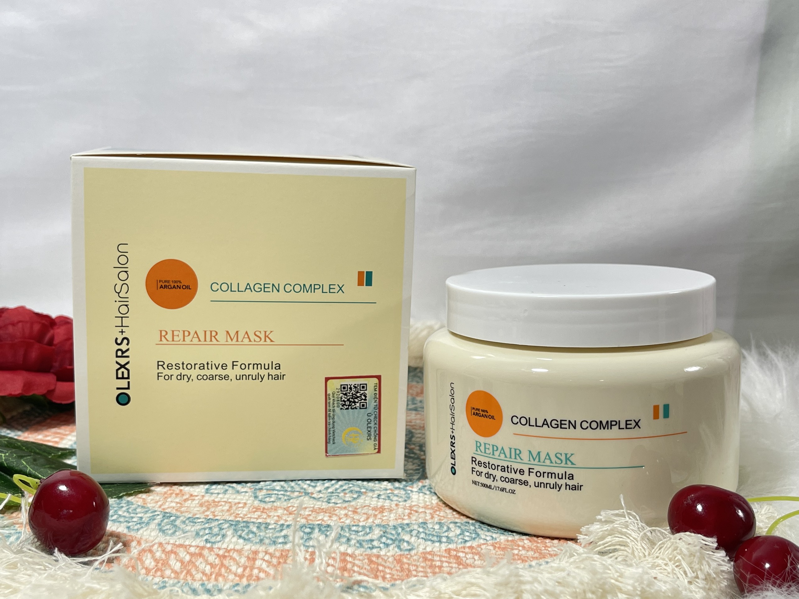Ủ Tóc xudastore Kem Ủ Tóc Olexrs Hairsalon Argan Oil Collagen 500ml Phục Hồi Tóc Hư Tổn - Hàng Chính Hãng