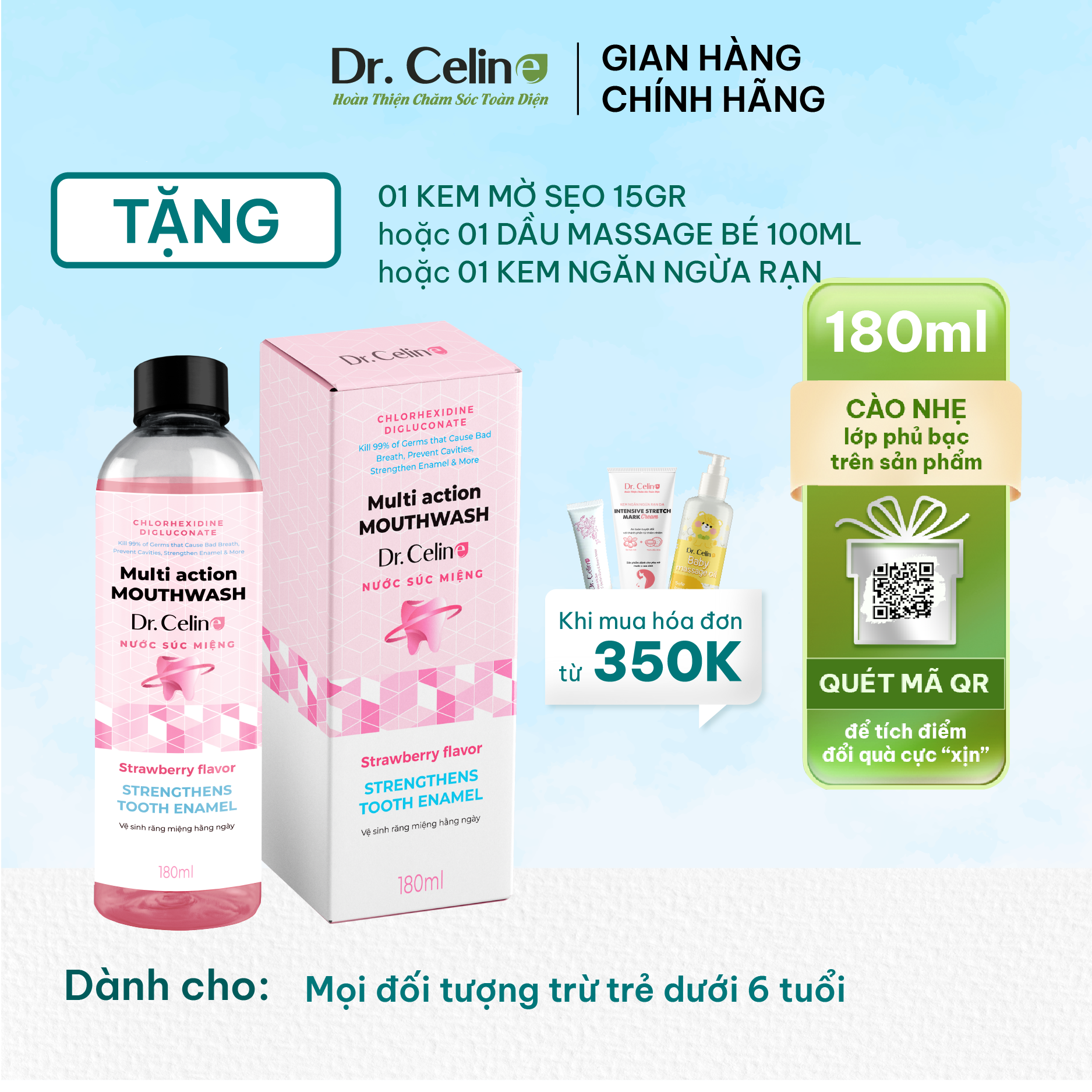 NƯỚC SÚC MIỆNG CHỐNG HÔI MIỆNG, RĂNG TRẮNG SÁNG VÀ HƠI THỞ THƠM MÁT - DR.CELINE MULTI ACTION MOUTHWASH
