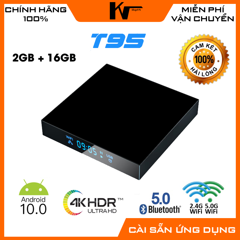 Android tv box t95, hàng dự án, android tv 10.0, chip h616, ram 2g, bộ nhớ 16gb, wifi 5ghz, bluetooth 5.0
