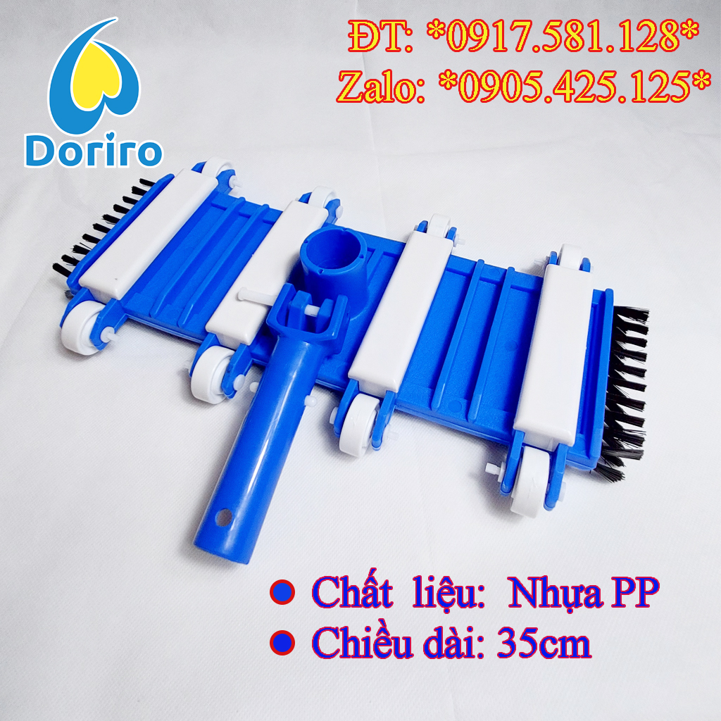 Bàn hút cặn hồ bơi bằng nhựa; có 8 bánh xe; dài 35cm; Dụng cụ vệ sinh hồ bơi