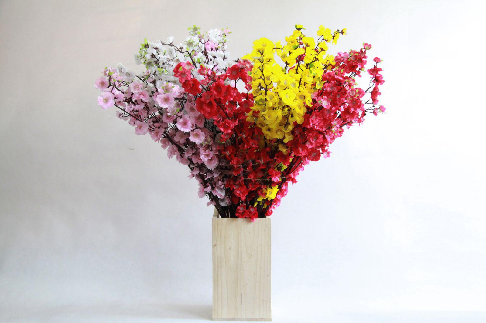 5 Cành hoa mai hoa đào trang trí Tết - Cành hoa mai hoa đào