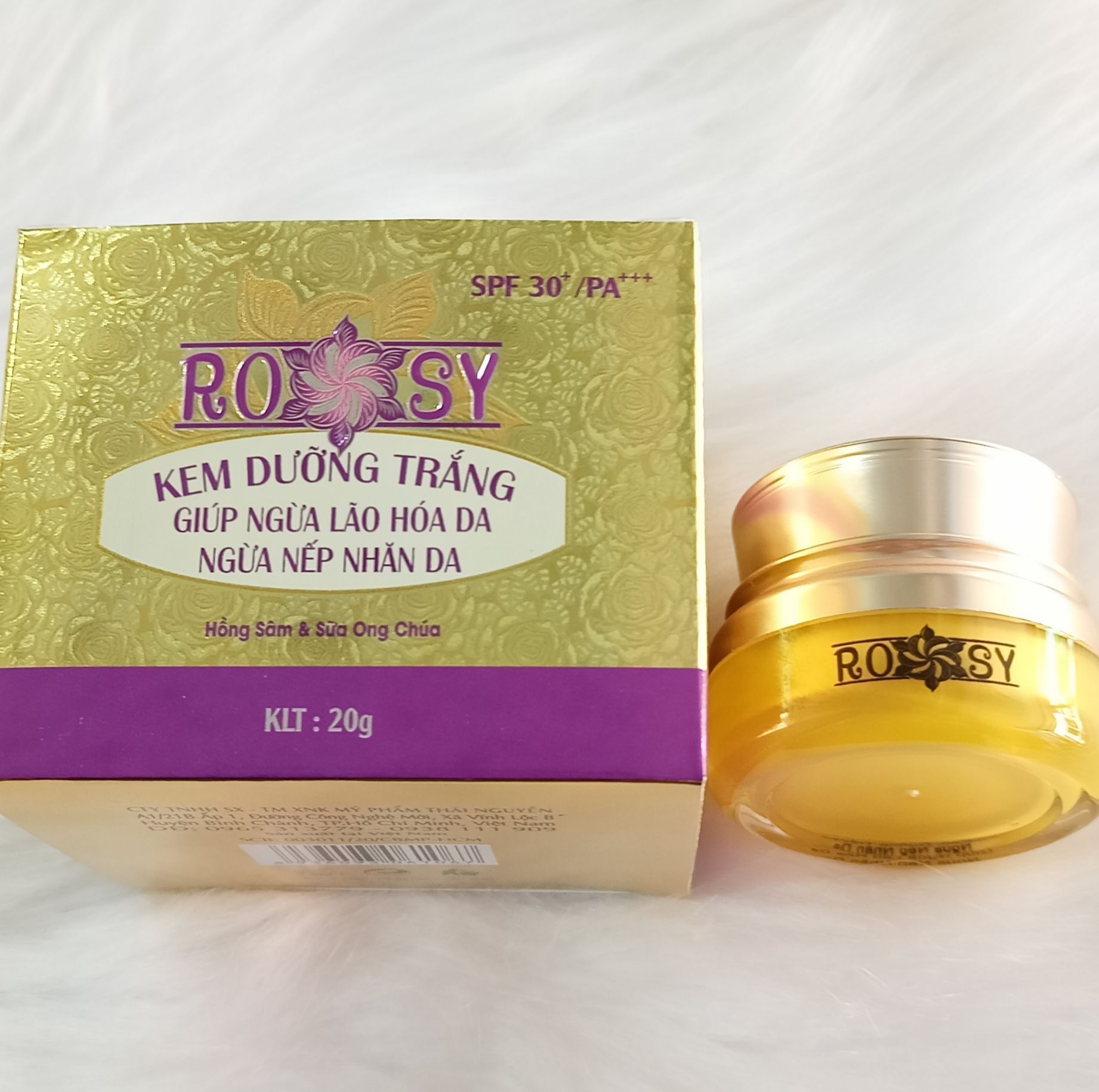 kem dưỡng trắng,ngừa lão hoá,nếp nhăn ROSY hồng sâm&sữa ong chúa.