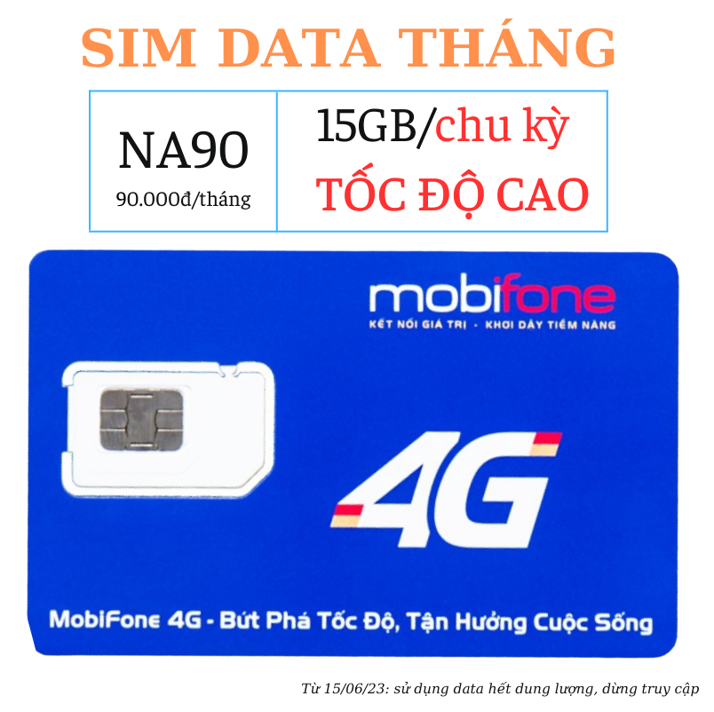 Sim 4g mobifone 15 gb/ tháng tốc độ cao - 90k/ tháng .chưa kích hoạt
