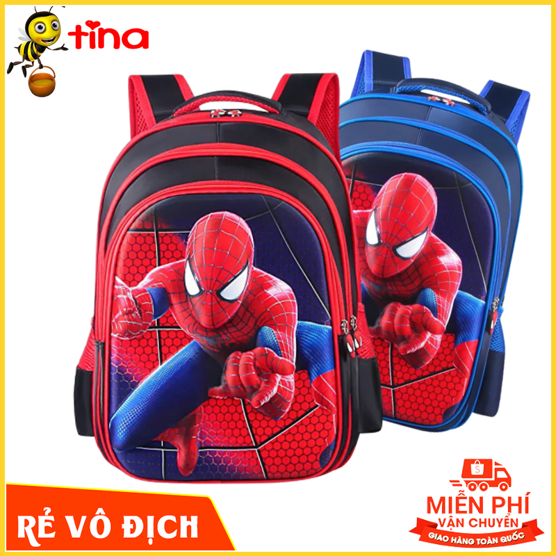 Balo cặp sách đi học bé trai hình 3D các nhân vật Siêu Nhân người nhện cấp 1 tiểu học lớp 1-2-3-4-5 TE4
