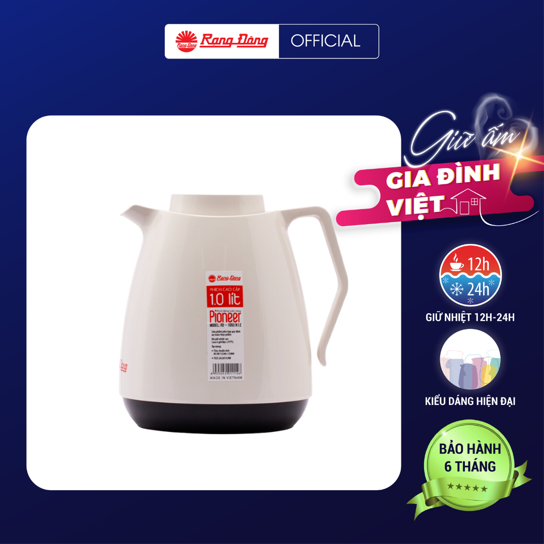 Phích Pha trà 1 Lít RD 1055 N1.E Chính hãng Rạng Đông Khả năng giữ nhiệt lâu Ruột thủy tinh chất lượng cao Thiết kế tinh tế sang trọng