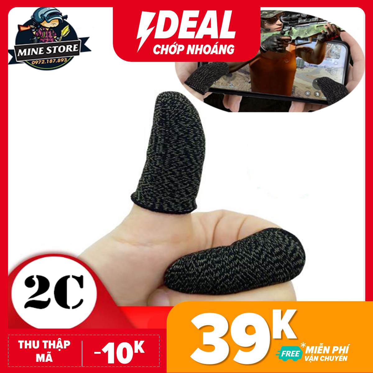 2 CHIẾC Găng Tay chơi game mobile chống trơn trượt, mồ hôi, vải sợi bạc cao cấp - Thao tác dễ dàng, cảm ứng cực mượt - Găng tay chơi game chơi liên minh mobile, PUBG, Free Fire- Bao đầu ngón tay chơi mọi loại game mobile