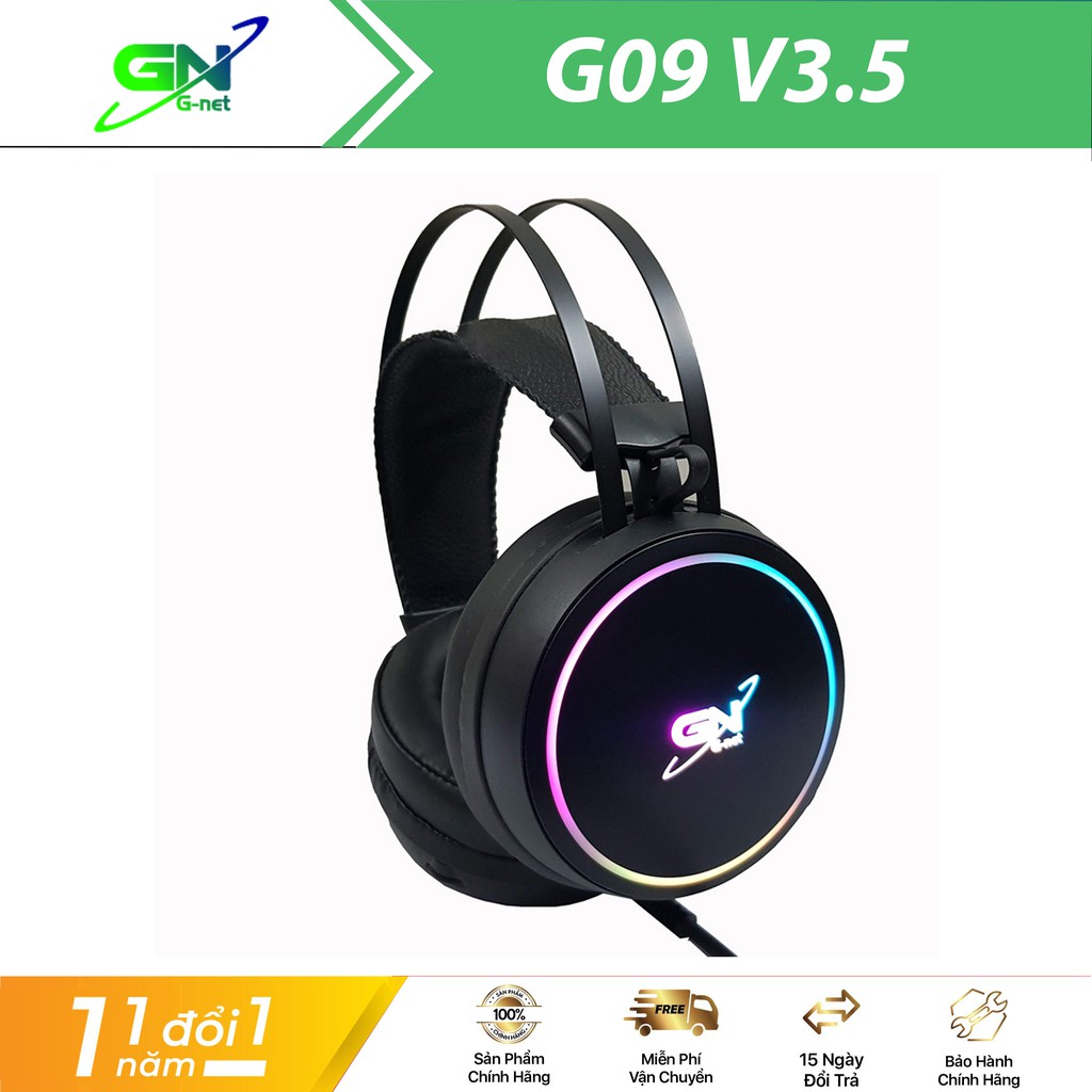 Tai nghe gaming g-net g09 jack 3.5 - đèn led đổi màu - bảo hành 12 tháng