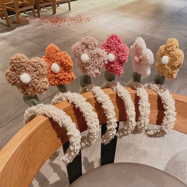 Bờm tóc lông cừu, cài tóc lông cừu đính hoa lúc lắc