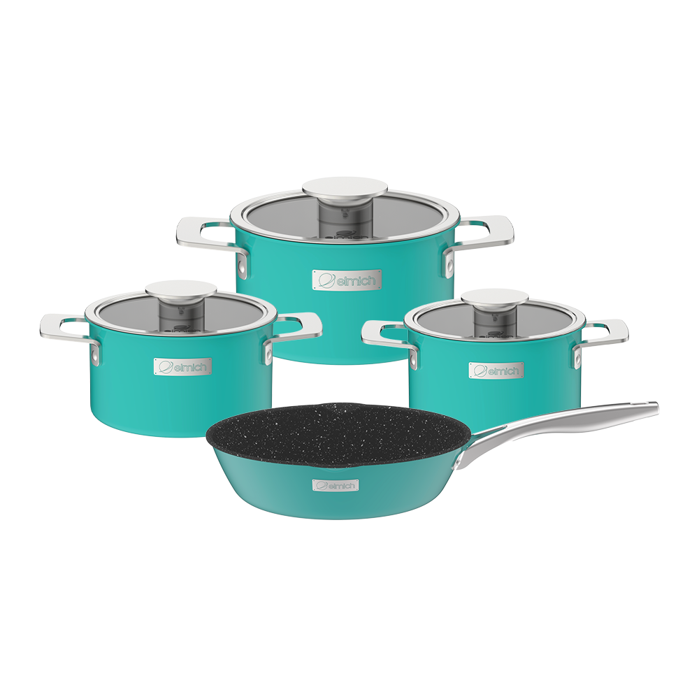 Bộ nồi inox liền khối elmich hera el-8133 size 16,20,22 chảo 26cm