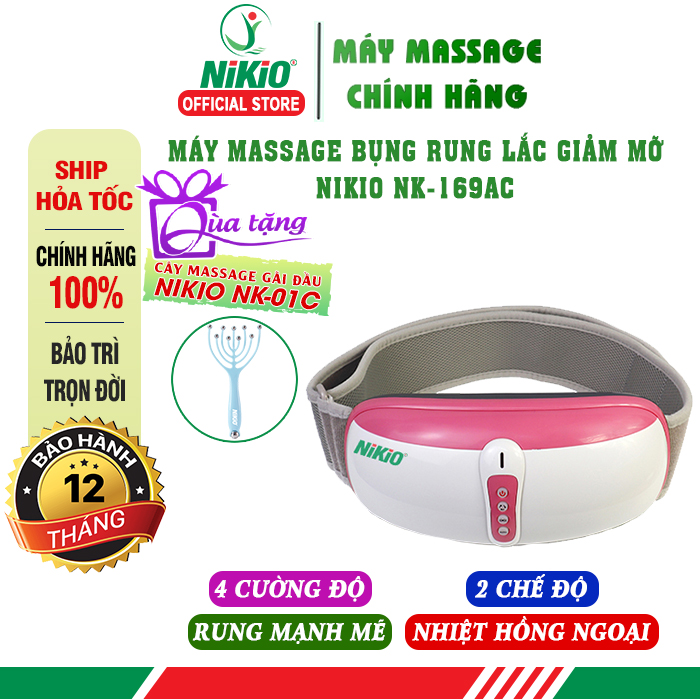 Máy Massage Bụng Giãm Mỡ Nikio NK-169AC / NK-169DC - Công Nghệ Mát Xa Rung Lắc Kết Hợp Hồng Ngoại Đánh Tan Mỡ Bụng, Làm Thon Eo Đẹp Dáng