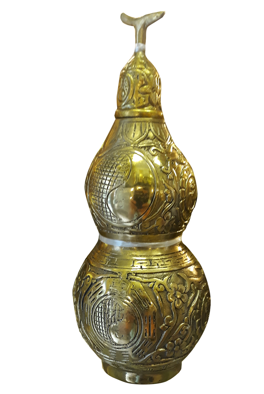 Hồ lô Bát Quái 17 x 7 cm bằng đồng phong thủy gia trạch, Hồ lô tám vị tiên, hồ lô đồng có nắp Zjnmart