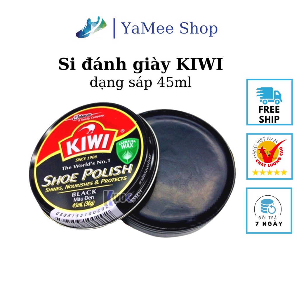 Si đánh giày kiwi - đánh bóng giày da, lau giày dạng sáp - xi đen 45ml