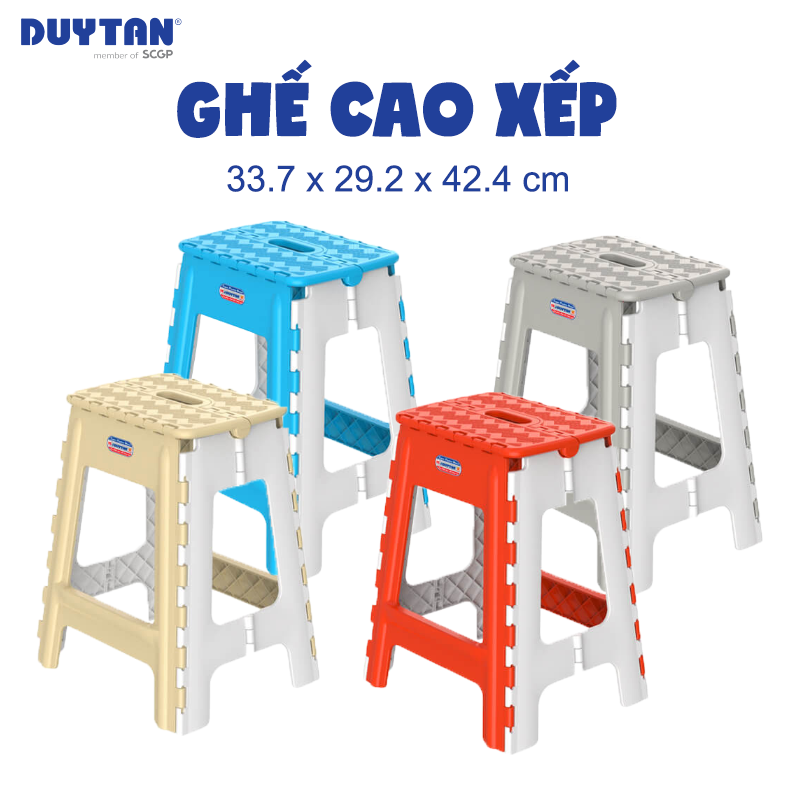 Ghế cao xếp duy tân, ghế trung xếp duy tân nhựa pp nguyên sinh, dễ dàng xếp gọn
