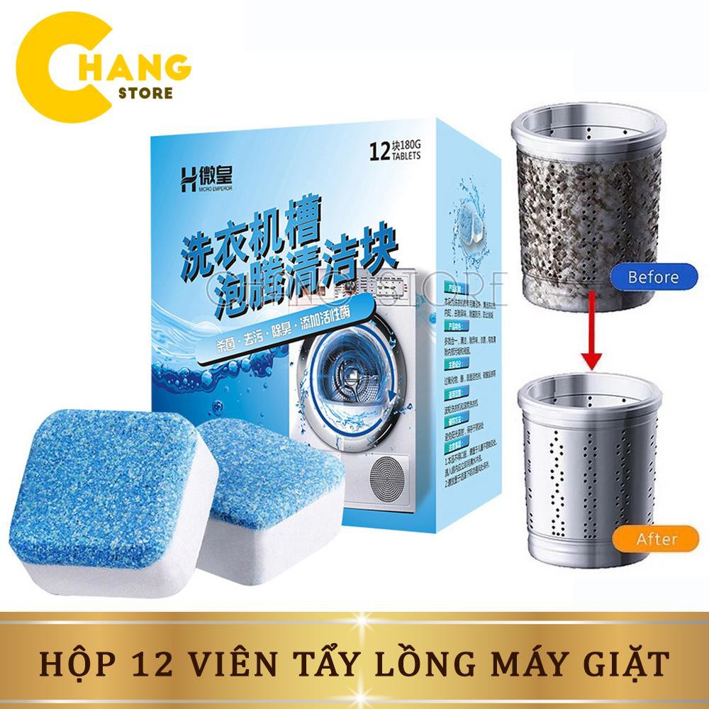 Hộp 12 Viên Tẩy Vệ Sinh Lồng Máy Giặt Tẩy Sạch Cặn Bẩn Lồng Giặt