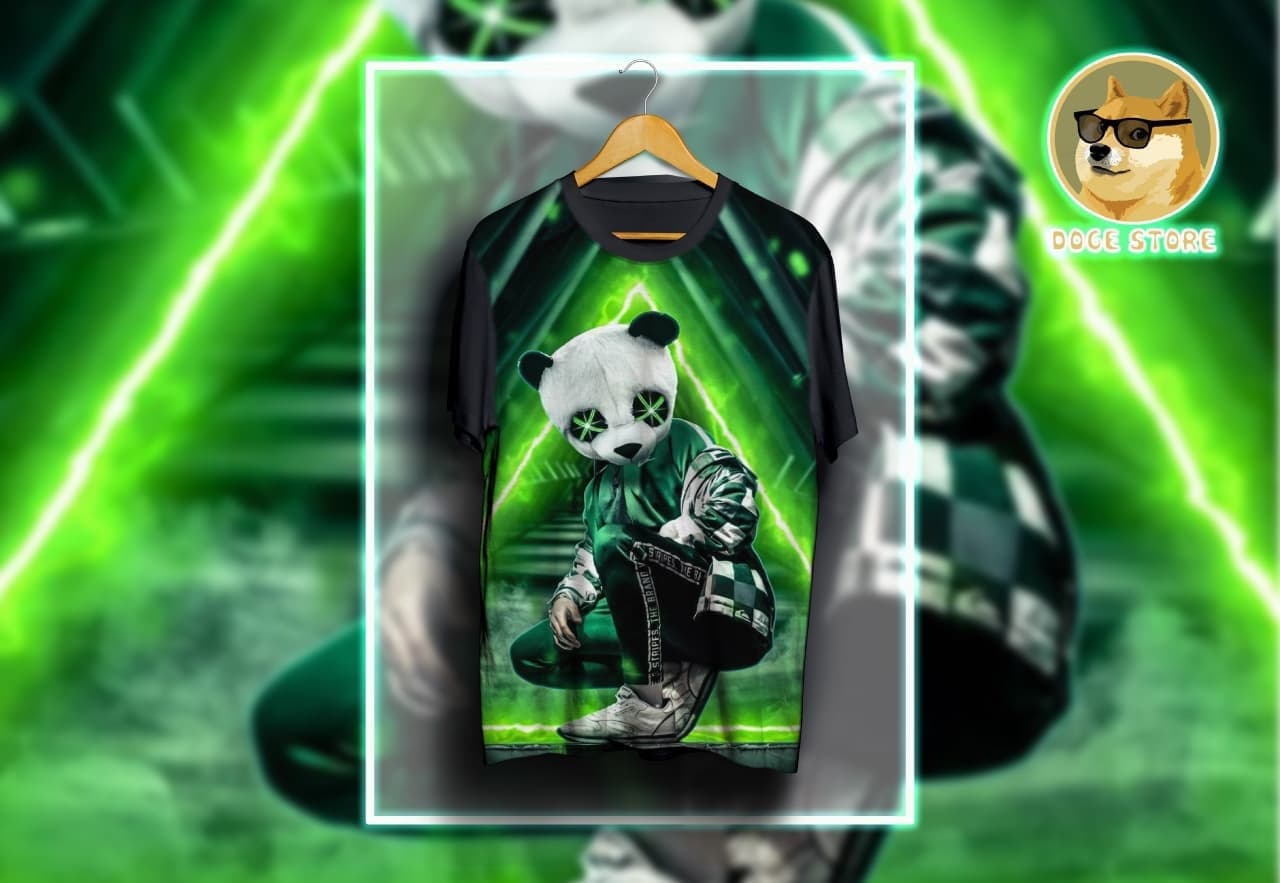 Áo thun Panda Neon 100% cotton form Unisex độc quyền Doge Store