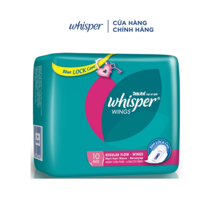 Băng vệ sinh whisper có cánh 10 miếng 23cm / đêm 8 miếng 28cm