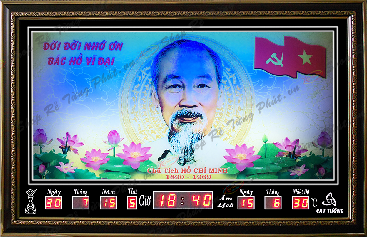Đồng hồ Lịch Vạn Niên điện tử treo tường - Tranh Bác 68631 (KT 68 x 45 x 7cm)_Có 2 Loại (Không Remote Đèn Và Có Remote Đèn)