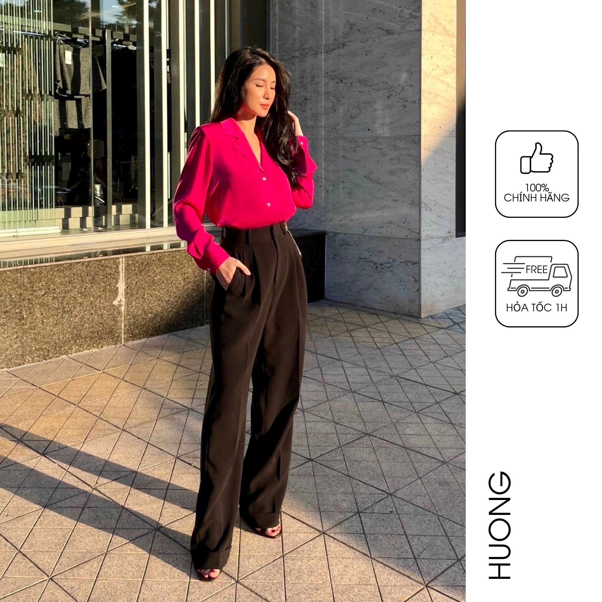 HUONG BOUTIQUE Quần baggy gấu lơ vê HBQ93