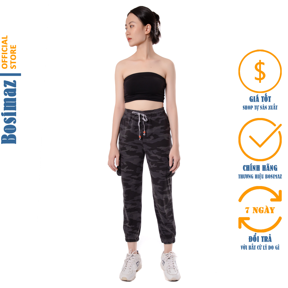Quần Jogger Nữ Bosimaz MS911 dài màu đen rằn ri cực chất thun co giãn 4 chiều vải đẹp dày thoáng mát không xù lông.