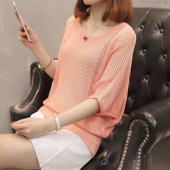 áo len nữ dệt mỏng tay cánh dơi điệu đà, áo len lưới mỏng mặc 4 mùa AL32