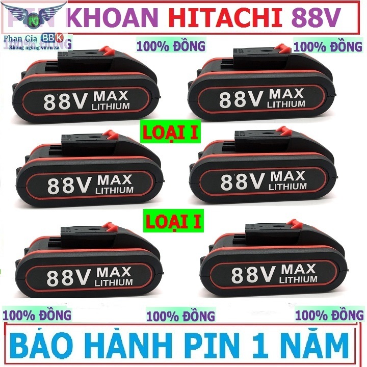 Pin Máy khoan Hitachi 88V có búa - PIN TRÂU 5000mAh - Thời gian sử dụng 3 - 4 tiếng - CHUẨN 5 CELL