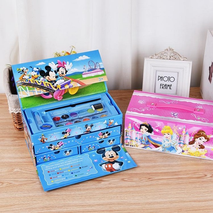 [KHUYẾN MÃI 50% HÔM NAY] Hộp màu 3 tầng 4 ngăn kéo 54 món