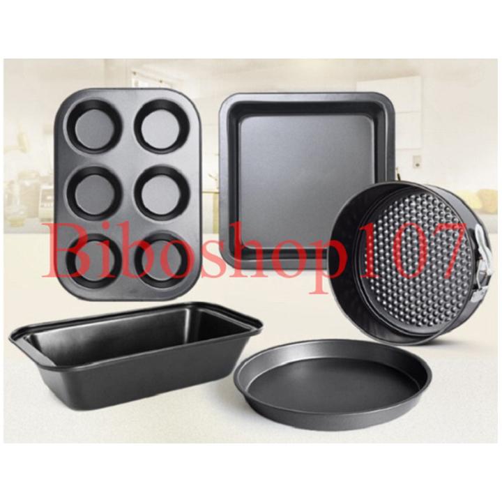 Combo 5 khuôn làm bánh chống dính màu đen