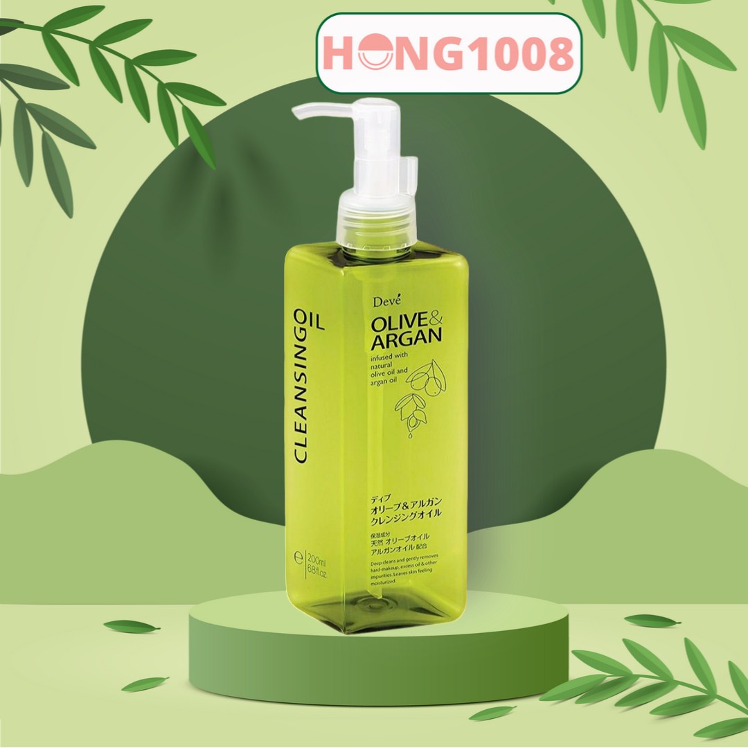 Sửa rửa mặt , Dầu tẩy trang Deve Olive & Argan chiết xuất từ dầu Olive và dầu Argan Kumano Deve 200ml của Nhật shop Shop Hong1008