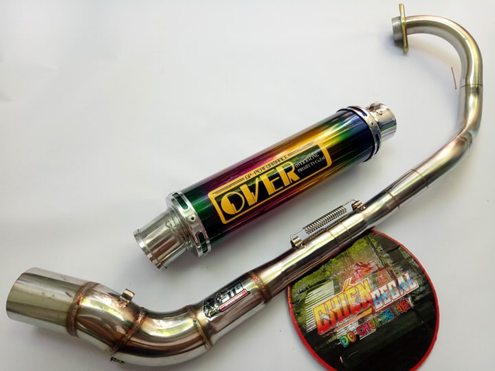 Pô OVER +cổ pô 2 khúc vảnh lắp xe exciter 150.phụ kiền đầy đủ.
