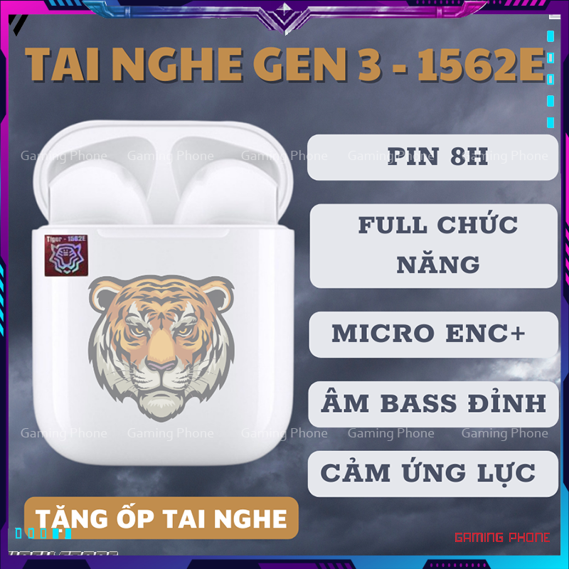 Tai nghe không dây hổ vằn 1562e gen 3 của dòng chip louda âm thanh không gian thực con quay hồi chuyển 6 trục kép